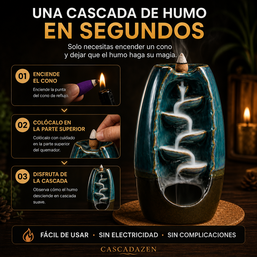 CascadaZen™- Quemador de Incienso en Cascada + 50 Conos de Regalo