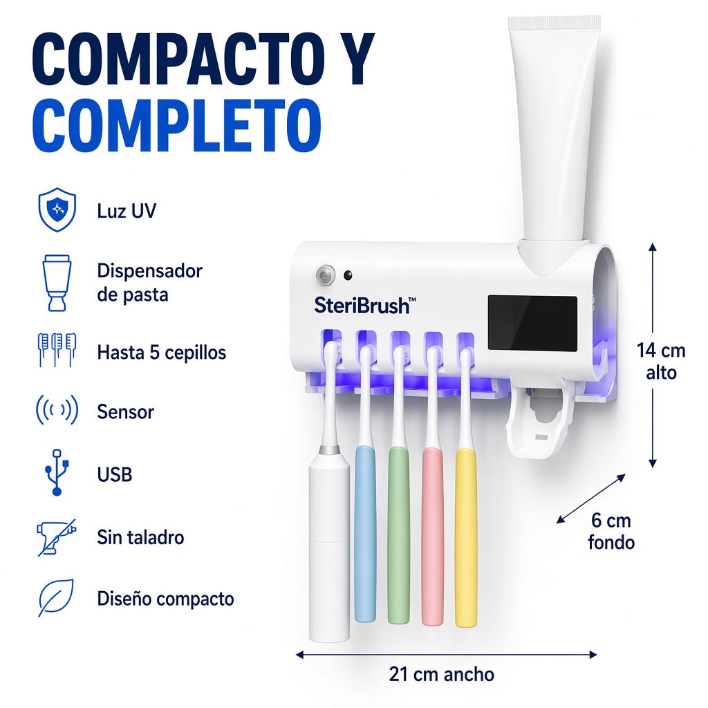 SteriBrush™ – Esterilizador UV 3 en 1 + Dispensador de Pasta