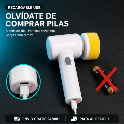 PowerScrub® - Cepillo de Limpieza Eléctrico Inalámbrico + Kit 3 Cabezales