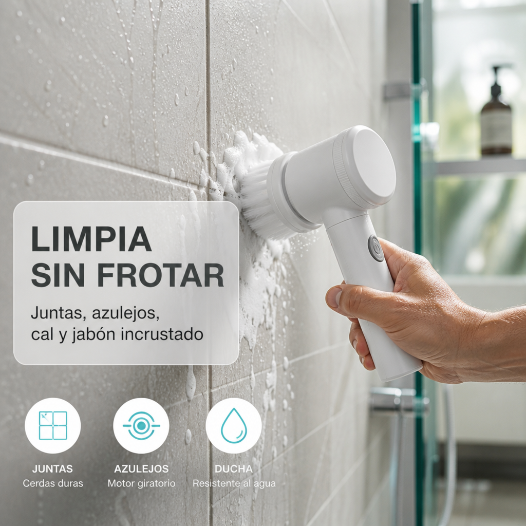 PowerScrub® - Cepillo de Limpieza Eléctrico Inalámbrico + Kit 3 Cabezales